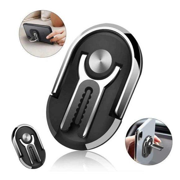 Mobile Phone Ring Holder 3 in 1 Universal Air Vent Car Phone Mount & Finger Grip - Picture 1 of 7